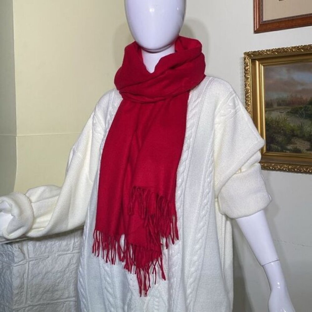 Sky Cashmere 100% Soft Virgin Wool Large Pashmina Scarf Red